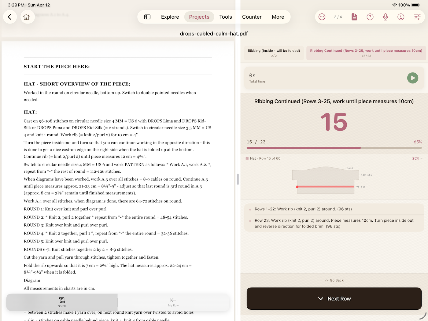 iPad split view — PDF and tracker side by side