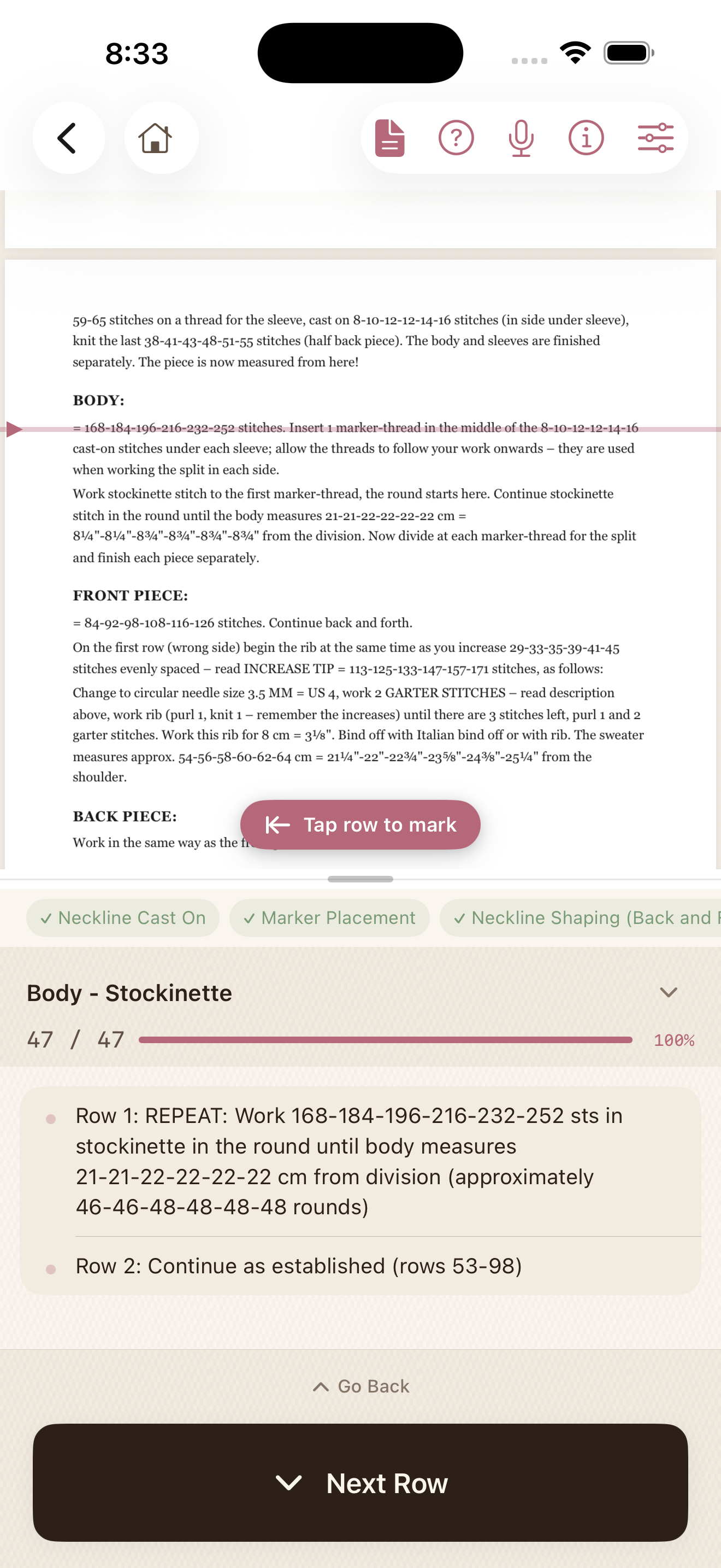 Simple mode — section tracking with PDF